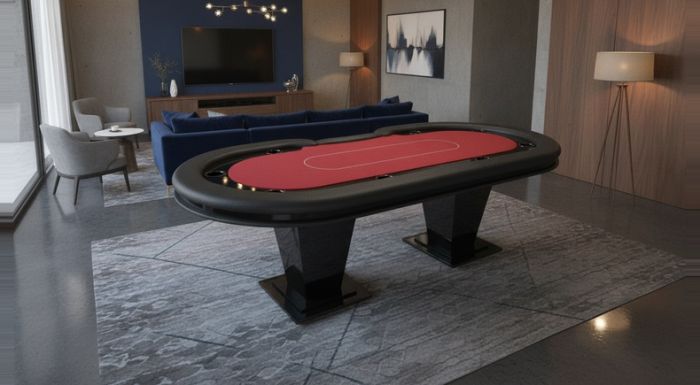 Mesa de Poker Profissional 9 Lugares Preta com Pista e Porta Copos - Pro41